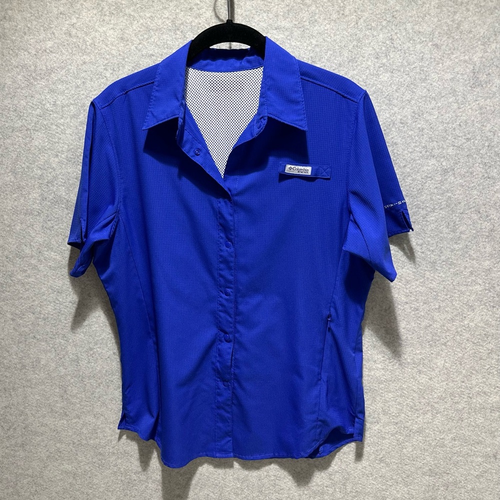 Columbia Women’s Electric Blue Short Sleeve Snap-Down Shirt